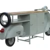 Extravaganter Barschrank SCOOTER 250cm salbei Retro-Konsole Motorroller mit Mangoholz Upcycling