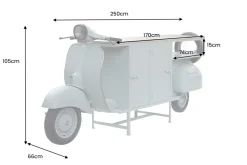 Extravaganter Barschrank SCOOTER 250cm salbei Retro-Konsole Motorroller mit Mangoholz Upcycling