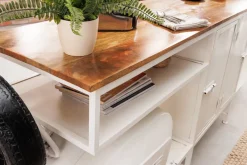 Extravaganter Barschrank SCOOTER 250cm weiß Retro-Konsole Motorroller mit Mangoholz Upcycling