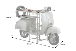 Extravaganter Bartisch SCOOTER 180cm salbei Retro-Konsole Motorroller Mangoholz Upcycling