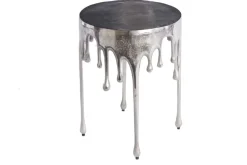 Extravaganter Beistelltisch LIQUID LINE 50cm silber Tropfen-Design Metall Aluminium rund
