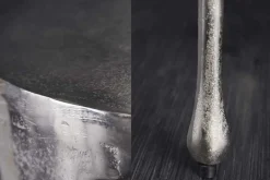 Extravaganter Beistelltisch LIQUID LINE 50cm silber Tropfen-Design Metall Aluminium rund