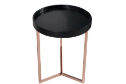 Extravaganter Beistelltisch MODULAR 40cm matt schwarz kupfer rund inkl. Tablett