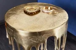 Extravaganter Beistelltisch LIQUID LINE 50cm gold Tropfen-Design Metall Aluminium rund