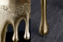 Extravaganter Beistelltisch LIQUID LINE 50cm gold Tropfen-Design Metall Aluminium rund