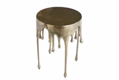 Extravaganter Beistelltisch LIQUID LINE 50cm gold Tropfen-Design Metall Aluminium rund
