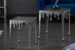 Extravaganter Beistelltisch LIQUID LINE S 34cm silber Tropfen-Design