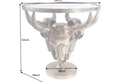 Extravaganter Couchtisch MATADOR 56cm bronze Stierkopf mit Glasplatte