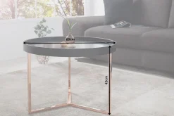 Extravaganter Couchtisch MODULAR 60cm matt schwarz kupfer rund inkl. Tablett
