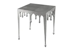 Extravaganter Couchtisch LIQUID LINE L 46cm silber Tropfen-Design