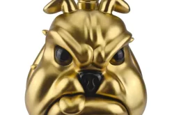 Extravaganter Couchtisch BULLDOG 55cm gold rund Hunde-Skulptur mit Glasplatte