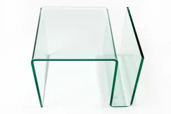 Extravaganter Glas Couchtisch FANTOME 50cm Beistelltisch mit Ablage für Magazine transparent