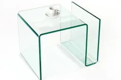 Extravaganter Glas Couchtisch FANTOME 50cm Beistelltisch mit Ablage für Magazine transparent