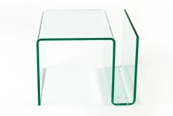 Extravaganter Glas Couchtisch FANTOME 50cm Beistelltisch mit Ablage für Magazine transparent