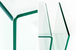 Extravaganter Glas Couchtisch FANTOME 50cm Beistelltisch mit Ablage für Magazine transparent
