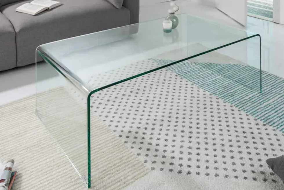 Extravaganter Glas Couchtisch FANTOME 110cm transparent