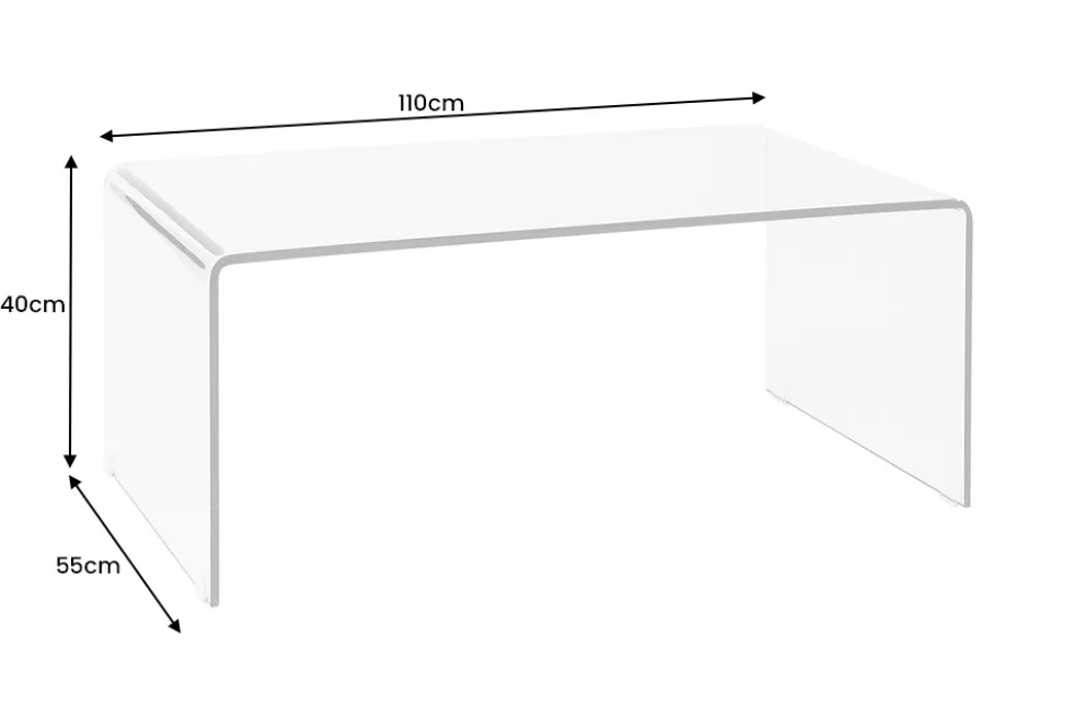 Extravaganter Glas Couchtisch FANTOME 110cm transparent