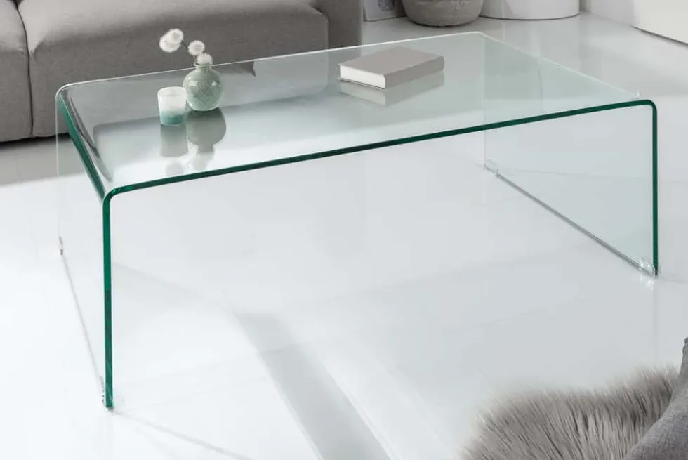 Extravaganter Glas Couchtisch FANTOME 110cm transparent