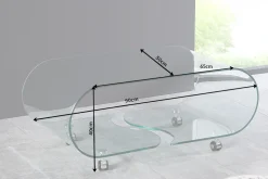 Extravaganter Glas Couchtisch FANTOME 90cm transparent