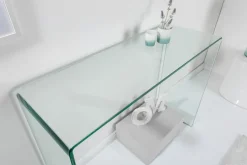 Extravaganter Glas Konsolentisch FANTOME 100cm transparent Schreibtisch Ganzglastisch