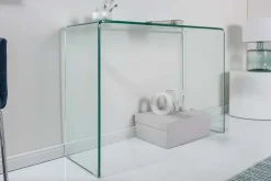 Extravaganter Glas Konsolentisch FANTOME 100cm transparent Schreibtisch Ganzglastisch