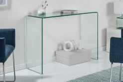 Extravaganter Glas Konsolentisch FANTOME 100cm transparent Schreibtisch Ganzglastisch