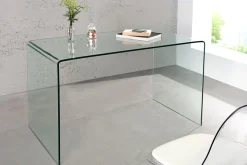 Extravaganter Glas Schreibtisch FANTOME 120cm transparent Esstisch Ganzglastisch