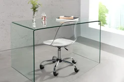 Extravaganter Glas Schreibtisch FANTOME 120cm transparent Esstisch Ganzglastisch