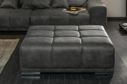 Extravaganter Hocker ELEGANCIA 110cm grau mit Ziersteppung