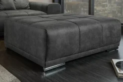 Extravaganter Hocker ELEGANCIA 110cm grau mit Ziersteppung