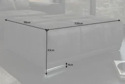 Extravaganter Hocker ELEGANCIA 110cm grau mit Ziersteppung