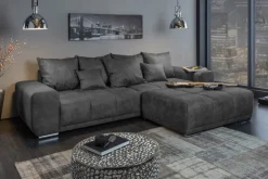 Extravaganter Hocker ELEGANCIA 110cm grau mit Ziersteppung