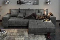 Extravaganter Hocker ELEGANCIA 110cm grau mit Ziersteppung