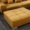 Extravaganter Hocker ELEGANCIA 110cm senfgelb Vogue Velours Samt mit Ziersteppung