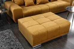 Extravaganter Hocker ELEGANCIA 110cm senfgelb Vogue Velours Samt mit Ziersteppung