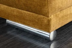 Extravaganter Hocker ELEGANCIA 110cm senfgelb Vogue Velours Samt mit Ziersteppung