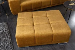 Extravaganter Hocker ELEGANCIA 110cm senfgelb Vogue Velours Samt mit Ziersteppung
