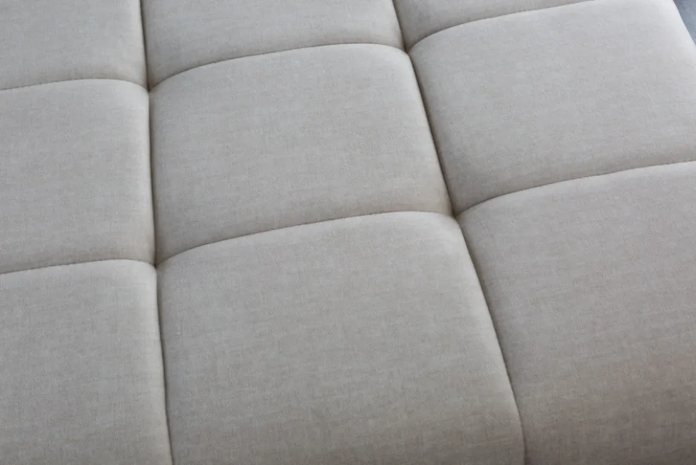 Extravaganter Hocker ELEGANCIA 110cm champagner beige Vogue Velours Samt Ziersteppung