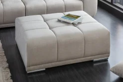 Extravaganter Hocker ELEGANCIA 110cm champagner beige Vogue Velours Samt Ziersteppung