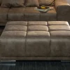 Extravaganter Hocker ELEGANCIA 110cm taupe mit Ziersteppung