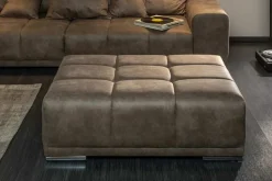 Extravaganter Hocker ELEGANCIA 110cm taupe mit Ziersteppung