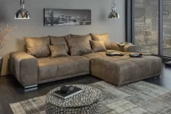 Extravaganter Hocker ELEGANCIA 110cm taupe mit Ziersteppung