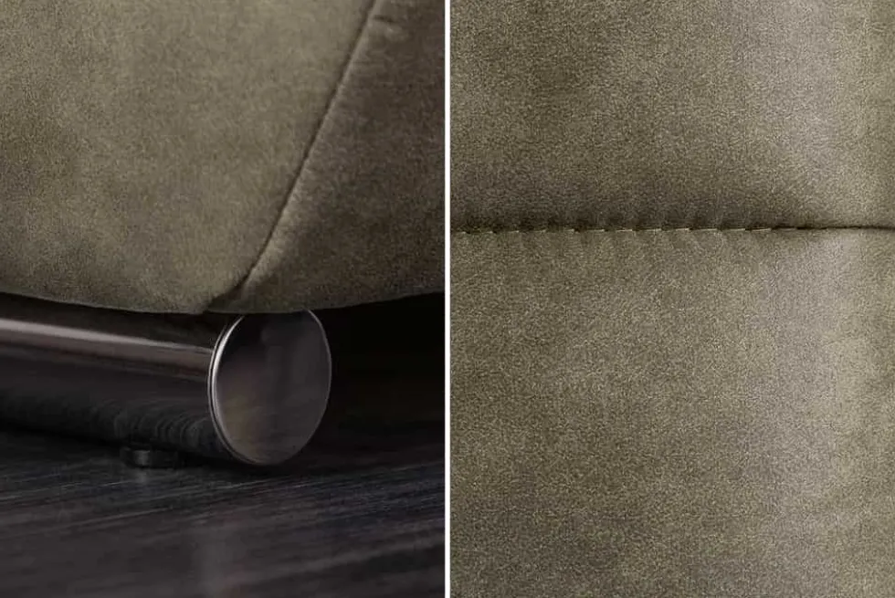 Extravaganter Hocker ELEGANCIA 110cm taupe mit Ziersteppung
