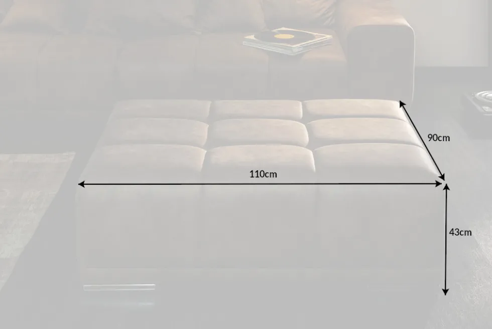 Extravaganter Hocker ELEGANCIA 110cm taupe mit Ziersteppung
