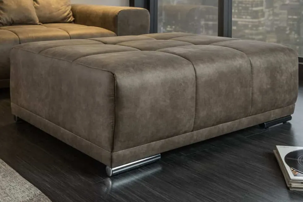 Extravaganter Hocker ELEGANCIA 110cm taupe mit Ziersteppung