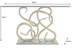 Extravaganter Konsolentisch WILDLIFE SNAKE 115cm schwarz gold Marmor Schlange Skulptur