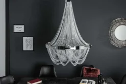 Extravaganter Kronleuchter ROYAL XL 70cm silber Hängeleuchte