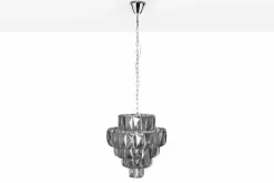 Extravaganter Kronleuchter KRISTALL 50cm edel-grau mit Glasprismen