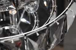 Extravaganter Kronleuchter KRISTALL 50cm edel-grau mit Glasprismen