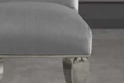 Extravaganter Stuhl MODERN BAROCK DELUXE grau Samt mit silbernen Edelstahlbeinen